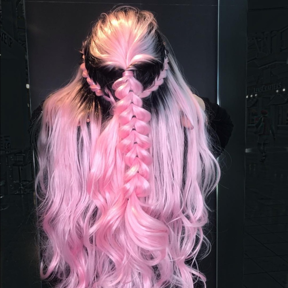 hand braided bellami pink marlo wig 30”